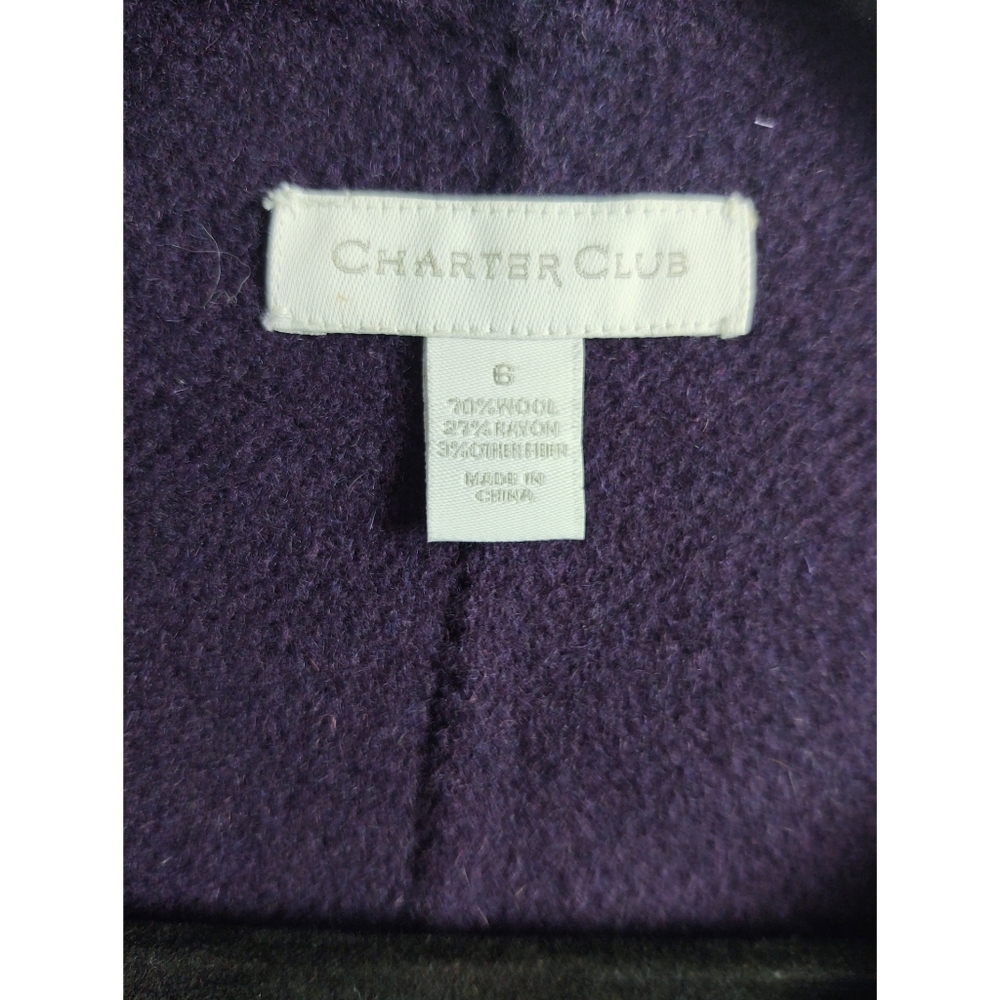 Charter Club Side Button Purple Wool Jacket Size 6 - Picture 4 of 8
